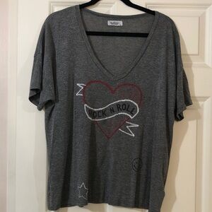 Lauren Moshi Gray Rock N Roll Tee